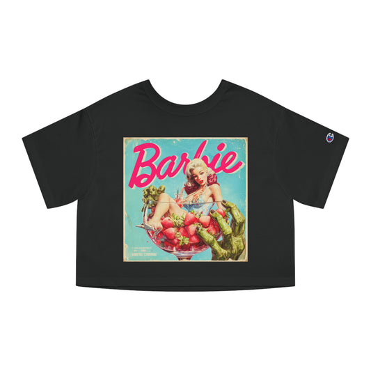 BARBIE-Strawberry Pulp Horror-Crop Tee-Vintage Pulp Style Graphic Tee