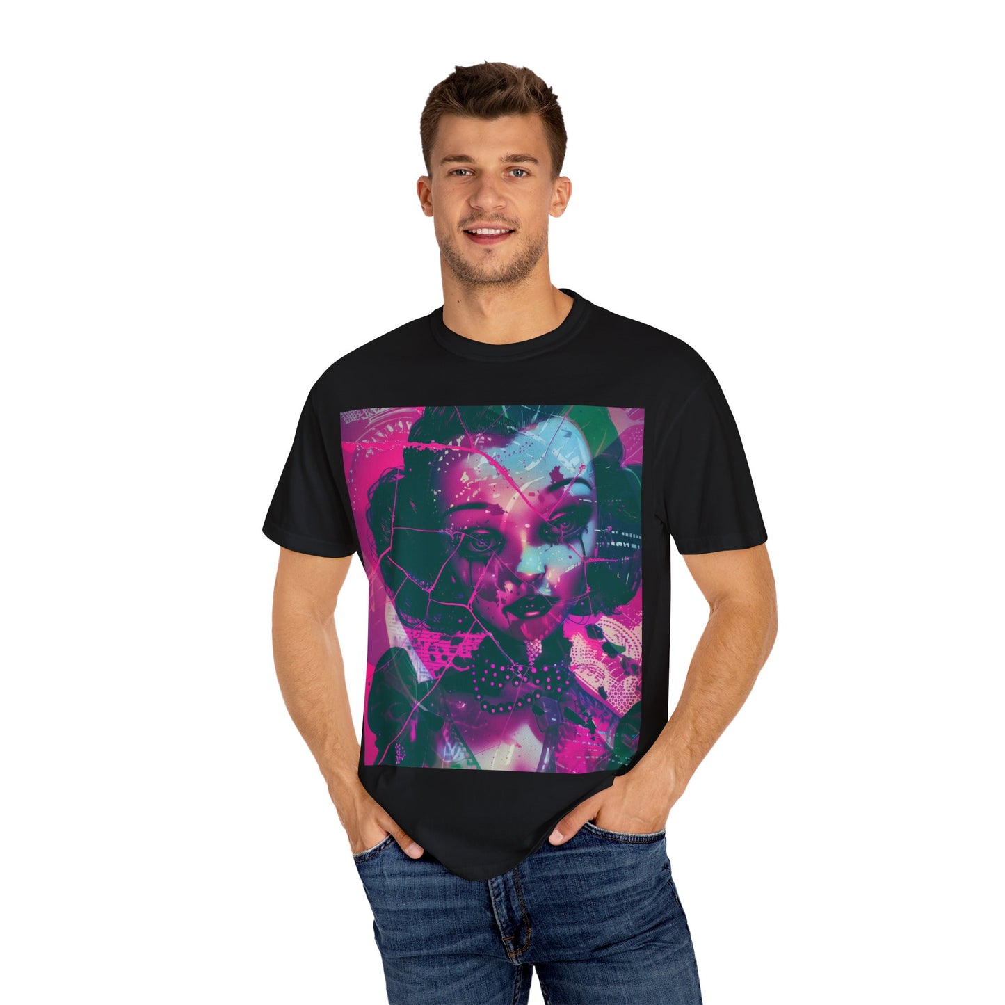 Vibrant Art Tee, Unisex Garment-Dyed T-shirt with Abstract Design, Trendy Graphic Tee, Gift for Art Lovers, Unique Casual Wear