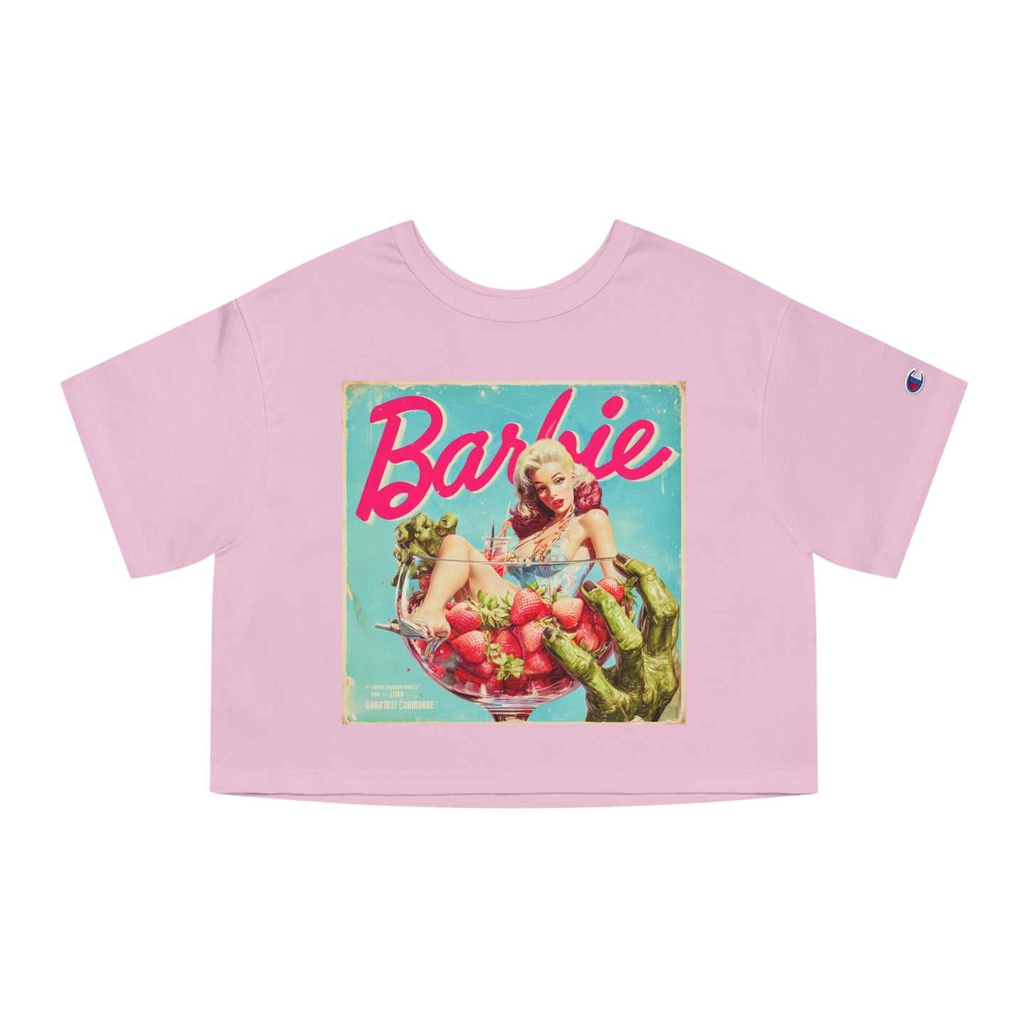 BARBIE-Strawberry Pulp Horror-Crop Tee-Vintage Pulp Style Graphic Tee