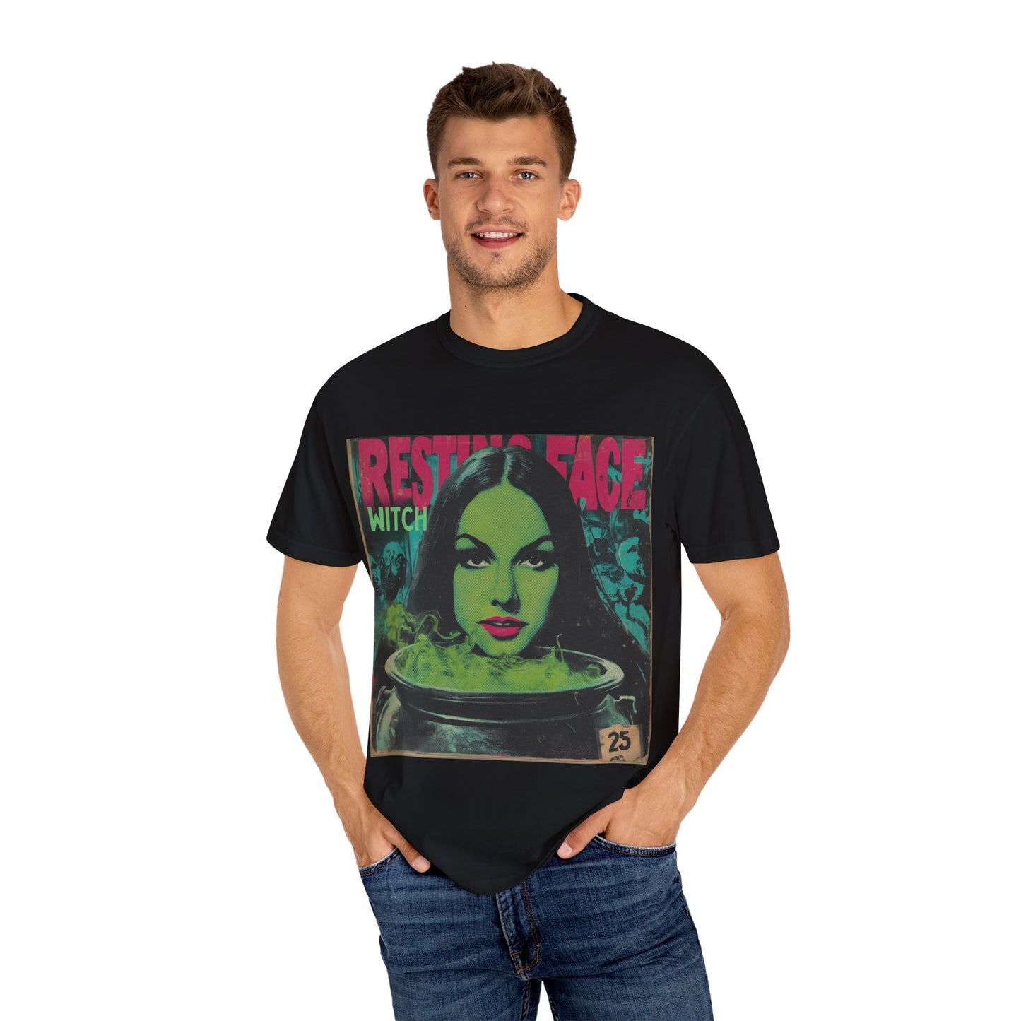 Witchy Graphic Tee, Unisex Vintage T-shirt, Halloween Apparel, Cute Witch Shirt, Retro Graphic Top