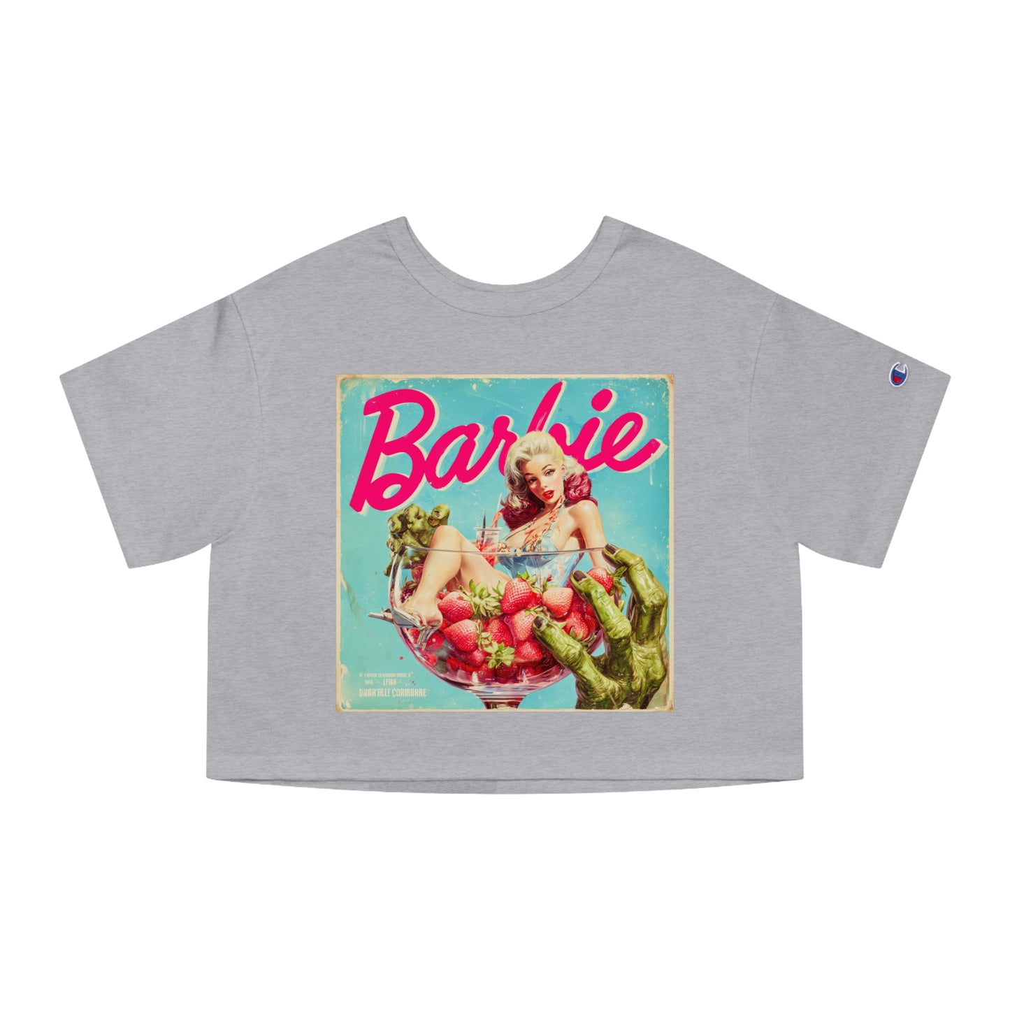 BARBIE-Strawberry Pulp Horror-Crop Tee-Vintage Pulp Style Graphic Tee