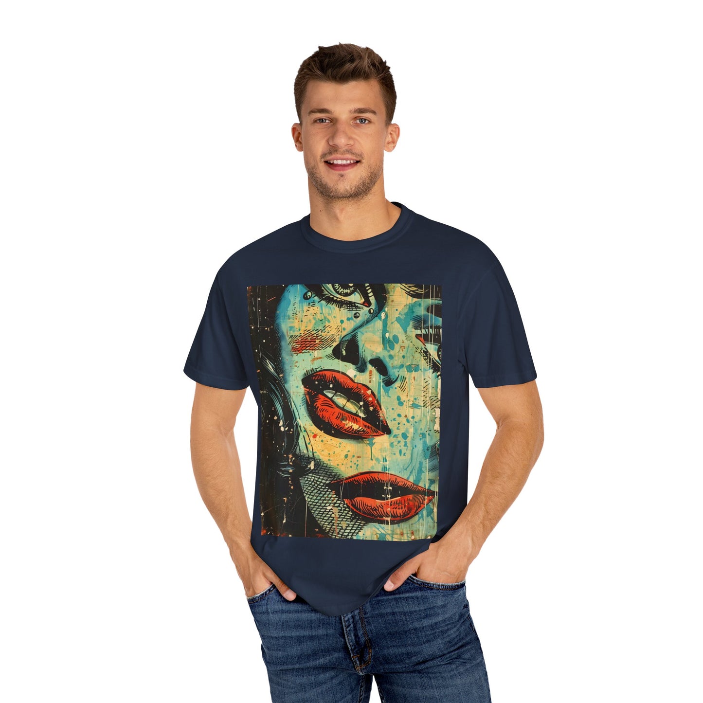 Garment-Dyed T-Shirt with Vintage Art Design, Unisex Graphic Tee, Retro Style Shirt, Casual Everyday Wear, Unique Gift Idea