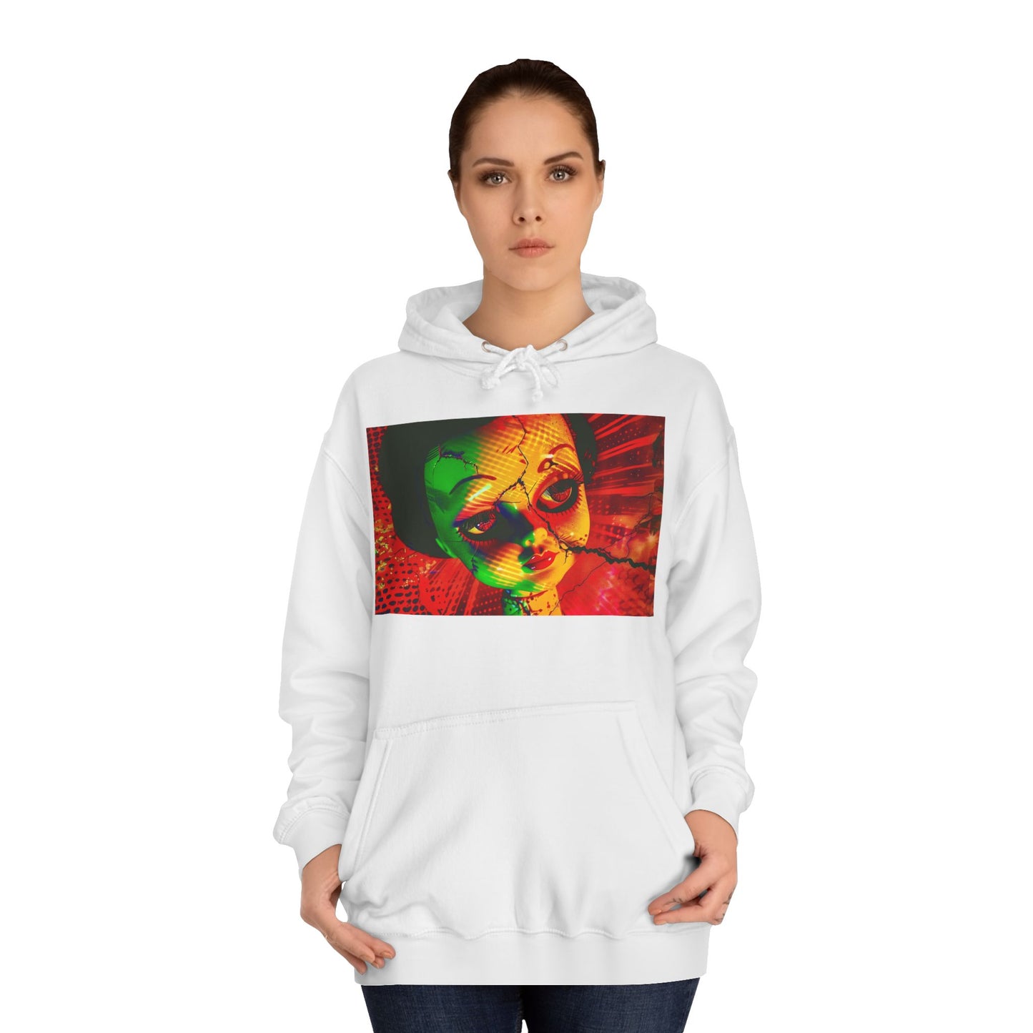 Vibrant Unisex College Hoodie with Artistic Print, Cozy Gift for Students, Trendy Apparel for Campus Life, Unique Streetwear