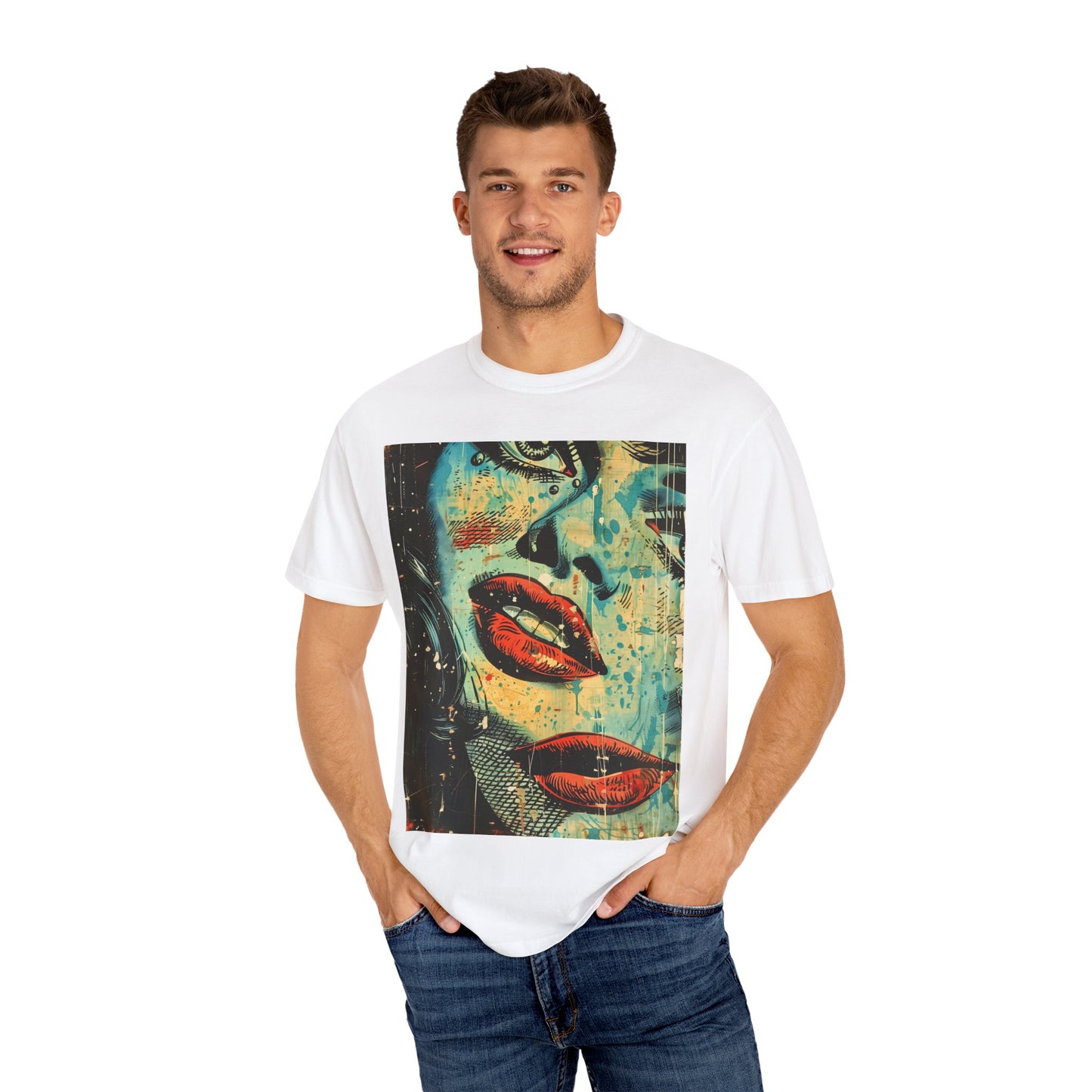 Garment-Dyed T-Shirt with Vintage Art Design, Unisex Graphic Tee, Retro Style Shirt, Casual Everyday Wear, Unique Gift Idea